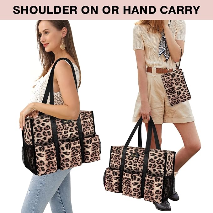 IBFUN Utility Tote Bag with 24 Pockets, Large Teacher Travel Tote for Women | Large Work Tote Bag 2pcs with Zipper for Travel Daily School Teacher Nurse, Large Lightweight Laptop Shoulder Bag Handbag - Image 3