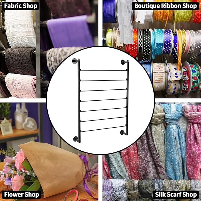 ikare Ribbon Storage Organizer,Wall Mounted Ribbon Organizer,Wrapping Paper Rack,7-Tier Metal Ribbon Storage for Craft Room,Flower Shop,Christmas Gift Wrapping Paper - Image 4