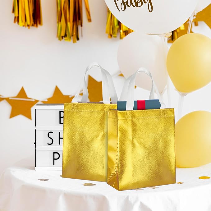 BLEWINDZ 100 Medium Reusable Gift Bags with Handles - Ideal Party Favors & Shopping Bags (10 Colors) - Image 5