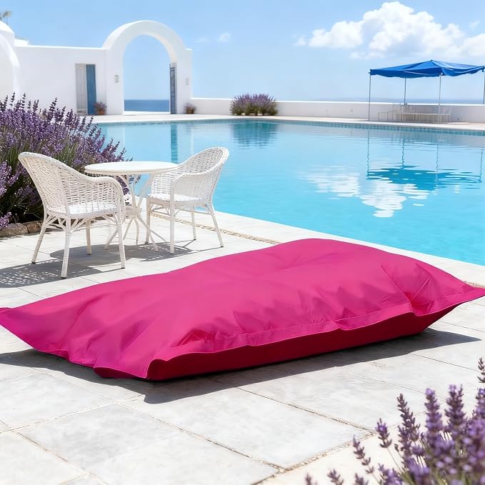 SXBCyan Waterproof Bean Bag Cover for Adults (No Filler) Soft Sofa Bed Oxford Lounge Chair Giant Beanbag Floor Seating Outdoor Stripes Pouf Couch for Poolside Beach Garden(Rose) by SXBCyan