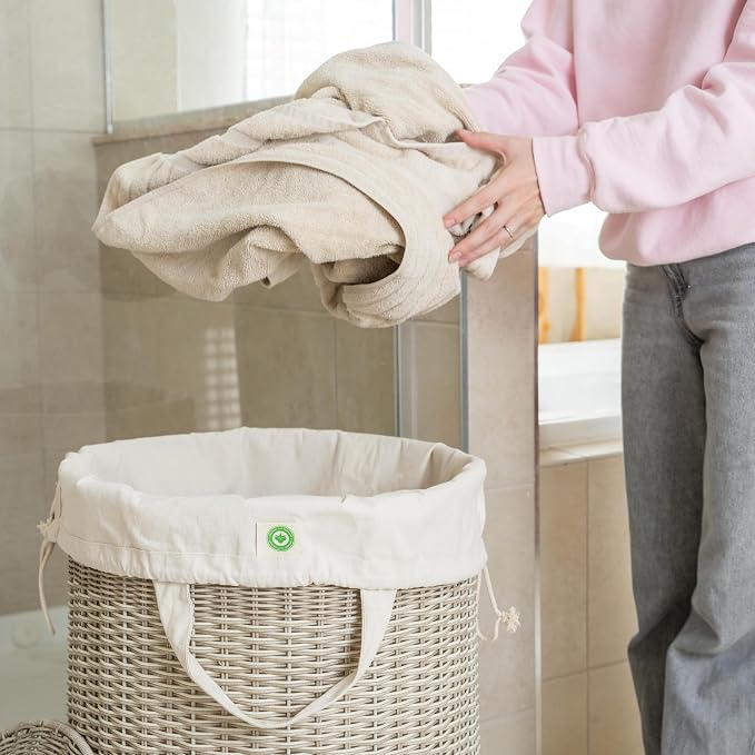 Heavy Duty Laundry Hamper Bags - Extremely Sturdy, Durable Canvas Replacement Laundry Hamper Liner - Works for Round & Square Hampers with Drawstring Closure (3 Pack) - Image 9