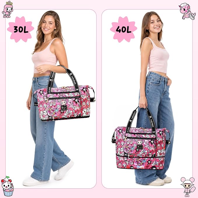 tokidoki Travel Duffle Bag, Weekender with Shoe Compartment Toiletry Bag | many compartments: laptop sleeve, wet-dry pocket, trolley sleeve. Includes toiletry bag. Carry-on. - Image 6