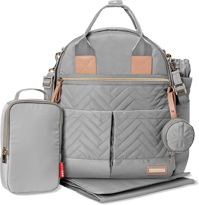 Skip Hop Diaper Bag Backpack: Suite 6-in-1 Diaper Backpack Set, Multi-Function Baby Travel Bag with Changing Pad, Stroller Straps, Bottle Bag and Pacifier Pocket, Dove Grey by Unknown