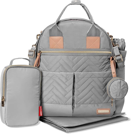 Skip Hop Diaper Bag Backpack: Suite 6-in-1 Diaper Backpack Set, Multi-Function Baby Travel Bag with Changing Pad, Stroller Straps, Bottle Bag and Pacifier Pocket, Dove Grey by Unknown