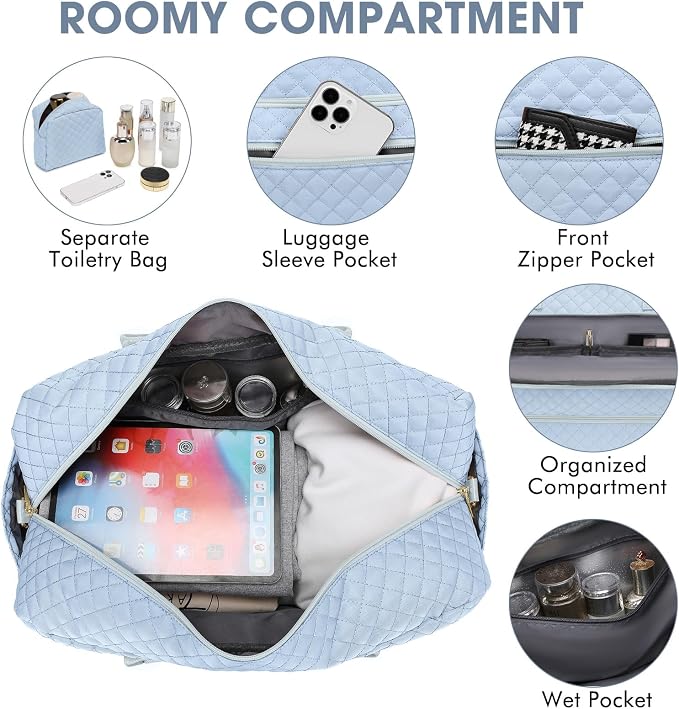 Travel Duffle Bag Weekender for Women - Carry-On Overnight Bag Personal Item Bag with Shoe Compartment & Wet Pocket Large Weekend Tote Bags with Toiletry Bag Hospital Bags for Labor and Delivery - Image 4