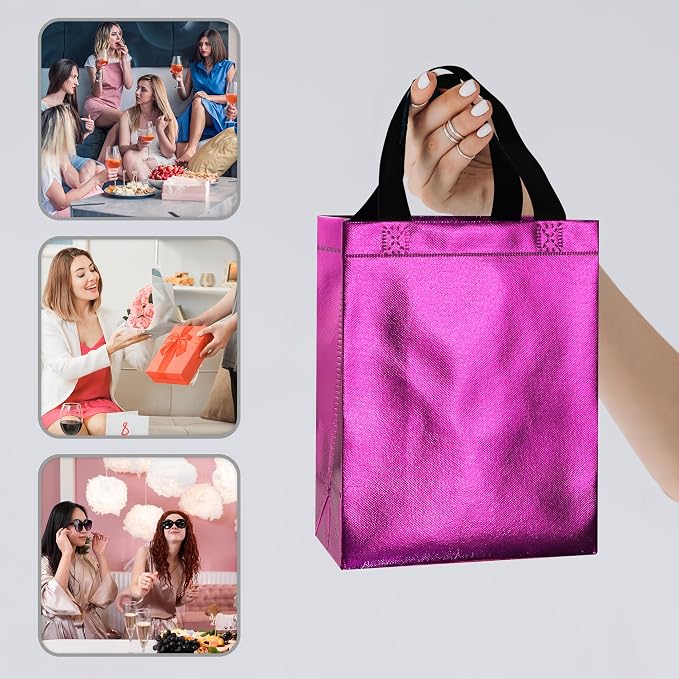 BLEWINDZ 100 Medium Reusable Gift Bags with Handles - Ideal Party Favors & Shopping Bags (10 Colors) - Image 4