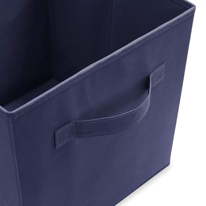 Casafield Set of 12 Collapsible Fabric Cube Storage Bins, Navy Blue - 11" Foldable Cloth Baskets for Shelves, Cubby Organizers & More - Image 3