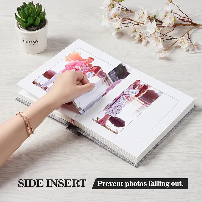 Pssoss 5x7 Photo Album with Writing Space, Linen Cover, 20 Photos, Black | High-GSM writable pages with easy slip-in pockets for weddings, baby photos, family memories, travel, and anniversaries. - Image 3
