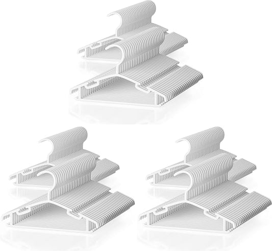 VILICK Kids Plastic Hangers, Baby Clothes Hangers for Closet 150 Packs Non-Slip Toddler Hangers for Infant Child Clothing, Small Children, for Pants Coats Skirts (White) by VILICK