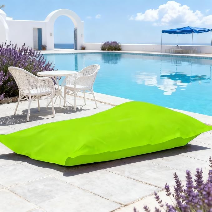 SXBCyan Waterproof Bean Bag Cover for Adults (No Filler) Soft Sofa Bed Oxford Lounge Chair Giant Beanbag Floor Seating Outdoor Stripes Pouf Couch for Poolside Beach Garden(Lemon Green) by SXBCyan