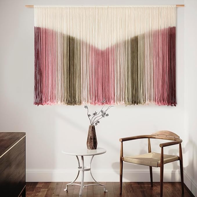 Macrame Wall Hanging Large Scale Tie Dye Yarn Wall Art Home Decor 57"W*35"L | For Bedroom Living Room Wall Art, Modern Home Design, Rustic Decor, Decorative Accent, Feature Wall Decoration - Image 3