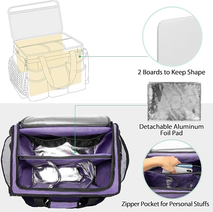 LoDrid Rolling Cleaning Caddy with Lid and Detachable Trolley, Purple | Cleaning Supplies Organizer, Cleaning Caddy Cart on Wheels with Handle and Shoulder Strap for Housekeepers - Image 3