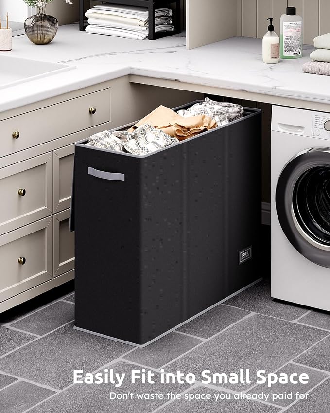 SOLEDI Large Laundry hamper 3 Section with Laundry Bag, XL Clothes Basket | 3-Section Large capacity Laundry Sorter with Odor-Blocking Lid, Robust Iron Frame & Waterproof 600D Fabric, 3 Washable Bags - Image 5
