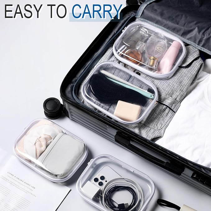 Sanwuta 6 Clear Hard Zipper Case,Clear,7.87 x 5.9 x 2 Inch | Pencil Case Pouches, Plastic Zipper Pouches, Makeup Bag, Toiletry Diaper Bag, Travel Toy Storage, Waterproof Organizer Bins - Image 5