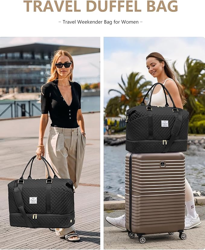 Weekender Travel Duffle Bag for Women: Overnight Bags with Shoe Compartment | 40L Spacious fits 5-day Trips Durable Bag with Strong Straps Toiletry Bag & Wet Dry Pocket Perfect for Hospital Weekend - Image 3