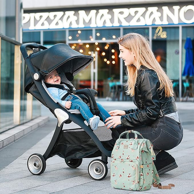 Diaper Bags Backpack for Mom Dad Baby Care Bag Maternity Nappy Bags for Boys Girls Large Green Pañaleras para bebe Baby Changing Bag Large Capacity Waterproof Multifunction Travel Backpack - Image 7