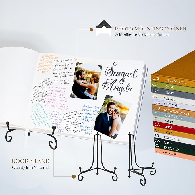 Personalized Wedding Guest Book w/Names, Date, and Address, Custom Hardcover Guest Book for Wedding Reception, Blank Pages for Signing - Terracotta - Image 4