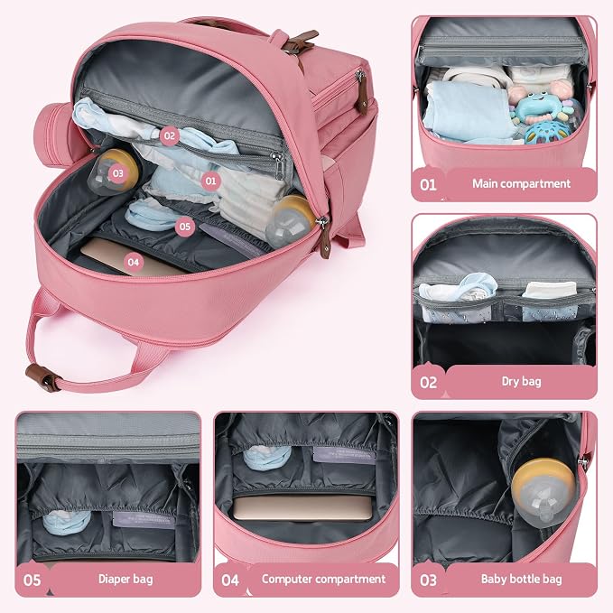 Maelstrom Diaper Backpack, 30L Pink - Image 4