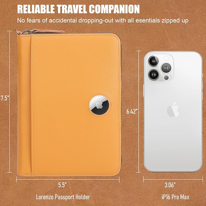 STAR VISTA Lorenzo Full Grain Leather Family Passport Wallet for 4, Large Travel Document Organizer for Exquisite Voyagers, Multi-Currency Compartments, RFID Blocking, AirTag Track, Honey - Image 5