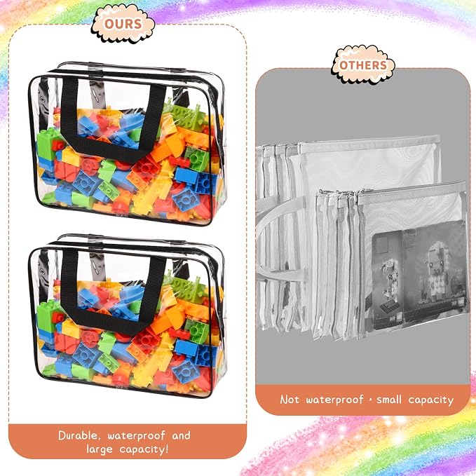 18 Packs Large Toy Storage Bags with Labels, Waterproof Clear Pvc Storage Bags for Toys, Travel Organizer Bags with Zipper Closure for Puzzles, Building Blocks, Kids' Books - Image 5