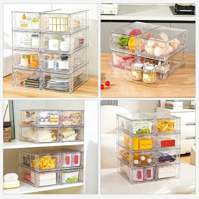 Clemate 8Pack Stackable Kitchen Storage Organizer,Pantry Organizers and Storage, Foods Organizer Bins, Fits Kitchen, Pantry, Cabinet, Closet, All Purpose Portable Household Containers - Image 6