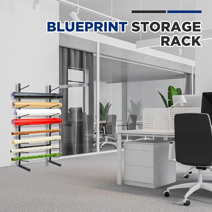 Gisafai 9/17 Tier Wall Mount Blueprint Storage Rack Hanging Vinyl File Roll Poster Display Rack Vertical Art Print Blueprint Holder for Plan Organization(44 x 21 x 11 Inches) - Image 4