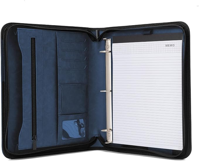 Forevermore Portfolio Binder, 1" Removable 3-Ring, Vegan Leather, Blue - Image 7