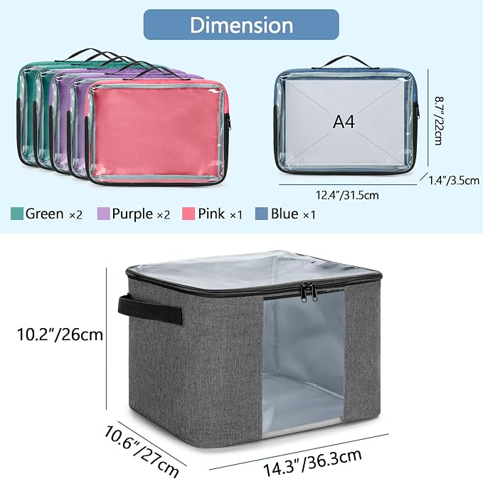 Rexmica Board Game Storage Organizer Bag with 6pcs Zipper Bags | Large Capacity, Colored Board Game Pouch Bag with Clear Cover for Office Supplies/Puzzles/Toy/Building Block/Crafts/Math Game - Image 5