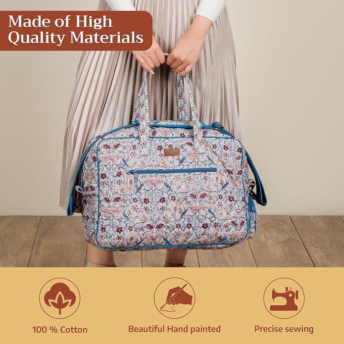 Maison d' Hermine Weekender Bags for Women Cotton Quilted Duffel Overnight Luggage Weekend Bag for Men Gym Gifts Travel | Overnight Luggage Weekend Bag for Men Gym Sports Gifts Duffle bag Business Travellers Trip Spring Summer - Image 4