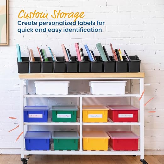 ECR4Kids Letter Size Tray Organizer with Lid, Large, 10-Piece, Assorted | Durable plastic, GREENGUARD Gold Certified, 1 gallon capacity, stackable/nestable, easy-lift lids, classroom & home use - Image 4