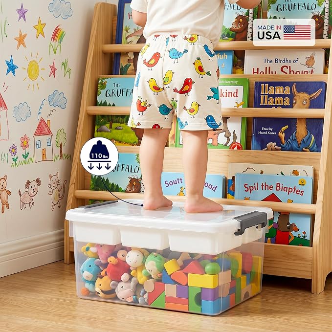 17QT 2Packs Clear Craft Organizers and Storage with Fixed-Compartment Tray, Art Supply Organizers and Storage, Craft Storage Bins with Lids for Beads, Markers, Playdoh, Tools and Coloring Books - Image 6