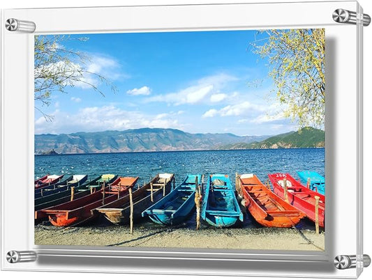 AMEITECH Acrylic Floating Picture Frame, 11x14 Double Panel Clear Wall Mount Document Certificate Frames (Inner Max Size is 9 x12.5 inch) | Wall Mount Document Certificate Frames, Transparent Hanging Pictures Frames for Gallery Wall (Inner Max Size is ... by AMEITECH