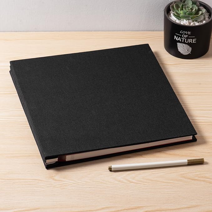 Large Photo Album Self Adhesive for 4x6 5x7 8x10 Pictures Magnetic Scrapbook Album 20 Sheets / 40 Pages Linen Cover DIY Photo Album with A Metallic Pen and and Plastic Board(Black) - Image 6