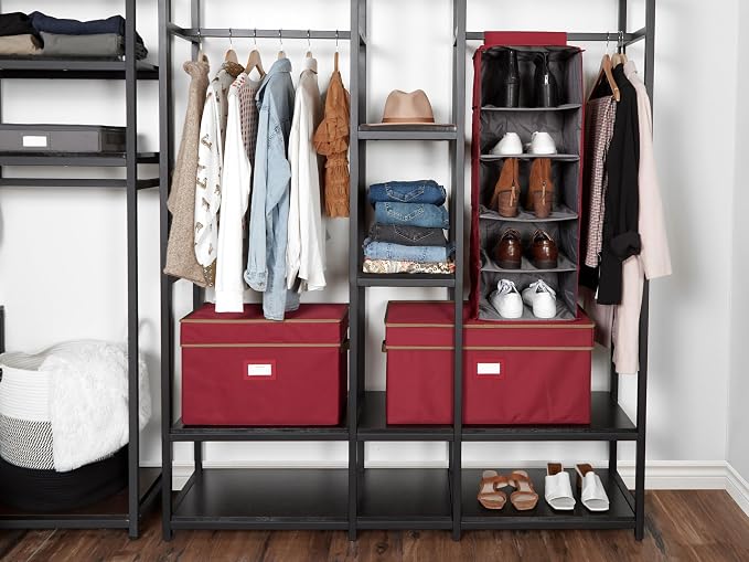 Covermates Hanging Closet Organizer, 13.5"W x 13.5"D x 34"H, Scarlett Red | durable polyester construction, label window, 3-year warranty - Image 7