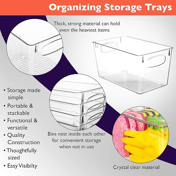 ClearSpace Clear Plastic Storage Bins – Perfect Kitchen Organization and Storage or Pantry Storage – Fridge Organizer, Pantry Organization and Clear Storage Bins, Cabinet Organizers | Plastic storage bin for pantry organization, kitchen storage, and re... - Image 2