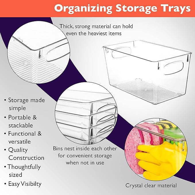 ClearSpace Clear Plastic Storage Bins – Perfect Kitchen Organization and Storage or Pantry Storage – Fridge Organizer, Pantry Organization and Clear Storage Bins, Cabinet Organizers | Plastic storage bin for pantry organization, kitchen storage, and re... - Image 2