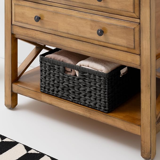GRANNY SAYS Storage Baskets for Organizing, Waterproof Black Basket, 1-Pack | Handwoven Wicker Storage Basket for Shelves, Large Wicker Baskets for Organization,Decorative Basket,Woven Basket for Storage - Image 7