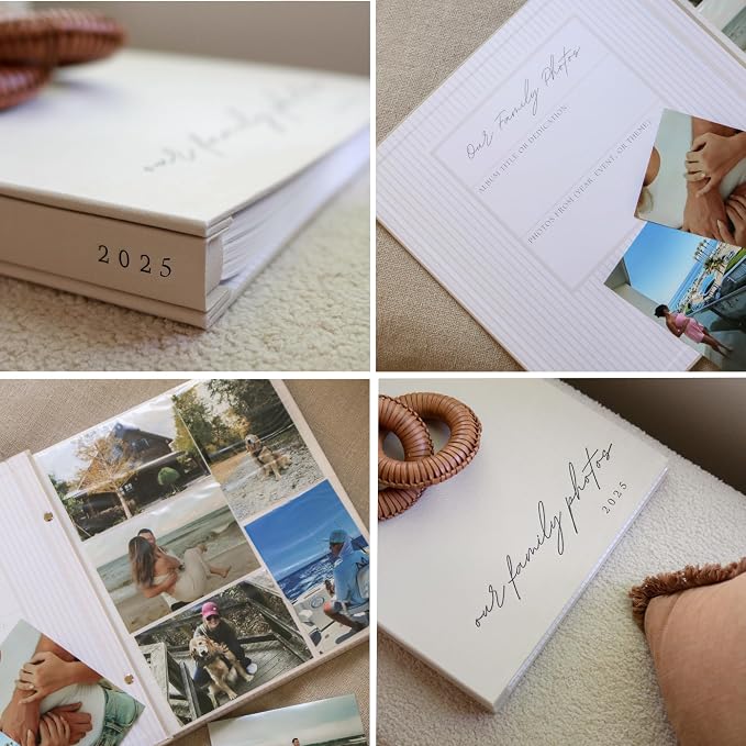 Family Photo Album 4x6 Pictures & Custom 2025 Year Large Linen Picture Book | 400 Horizontal & Vertical Pockets - Personalized Scrapbook Memory Book For Baby, Kids, Vacation, Couples, Anniversary - Image 6