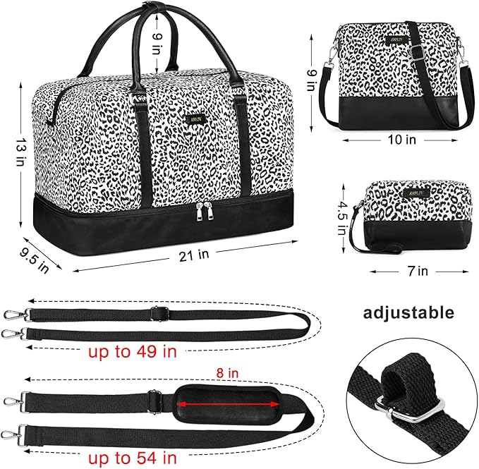 Weekender Bags for Women, 21" Weekender Travel Bag, Travel Duffle Bag with Shoe Compartment Carry on Overnight Duffel Bag for Weekend Travel Business Trip, 3PCS | 3PCS Carry On Overnight Large Duffel Bag with Crossbody Bag and Toiletry Bag for Weekend ... - Image 6