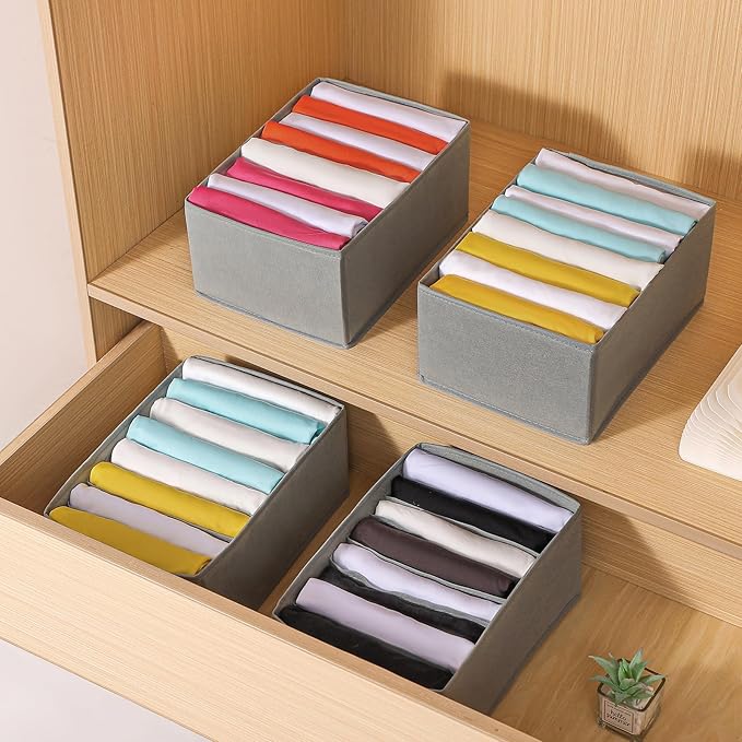 Coorganisers4 Packs T-shirt Drawer Organizers for Clothing,8 Grids Compartment Wardrobe Storage Box, Clothes Organizer for Folded Clothes, T-shirt, Legging-12.59''x9.05''x5.9 - Image 5