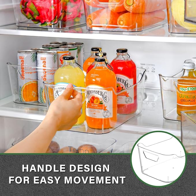 12 Pack Clear Plastic Storage Bins, Pantry Organizers and Storage, Clear Pantry Organizer Bins, Plastic Containers with Handle for Kitchen,Freezer,Cabinet,Closet,Bathroom Under Sink Storage - Image 7
