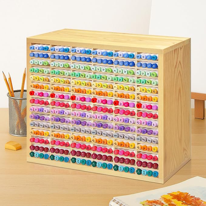 PROLEE Marker Storage Organizer for 360 Markers,Wooden Alcohol Marker Holder with 90 Slots,Markers Pens Pencils Art Supply Storage Rack for Desk Home Classroom Office Decor - Image 2