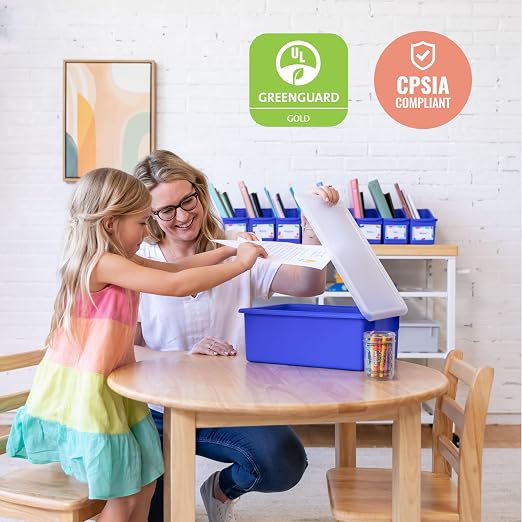 ECR4Kids Letter Size Tray Organizer with Lid, Large, 10-Piece, Assorted | Durable plastic, GREENGUARD Gold Certified, 1 gallon capacity, stackable/nestable, easy-lift lids, classroom & home use - Image 6