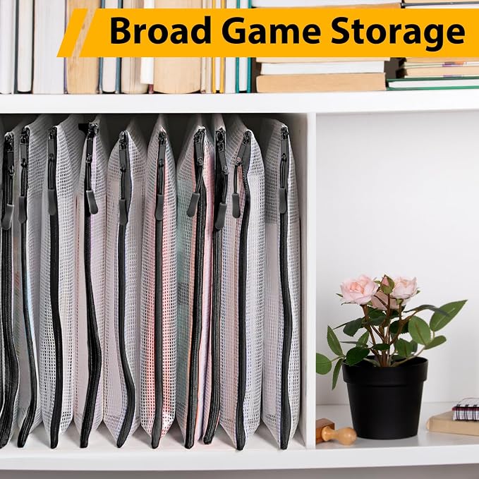24pcs A4 Mesh Zipper Pouch File Bags, Black Reusable Zipper Bags for Organizing Storage, Waterproof Puzzle Bag, Zipper File Bags for Board Game Storage and School Office Supplies - Image 4