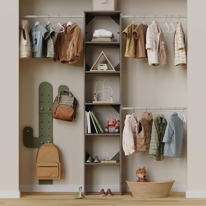 ClosetMaid SuiteSymphony Wood Closet System Starter Kit with Tower and 3 Hang Rods, Adjustable and Customizable, For Walk-In and Reach-In Closets, Fits Spaces 4 – 9 ft. Wide, Graphite Grey - Image 2