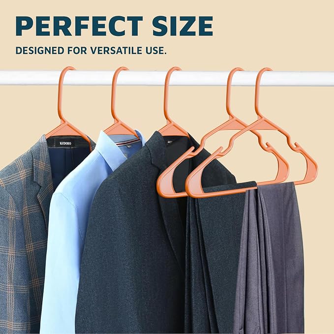 Lifemaster Plastic Clothes Hangers – Heavy Duty Hanger Set, for Organizing Clothes, Dresses, and Coat, Holds Up to 5 lbs, Space-Saving Hangers with Non-Slip Shoulder Grooves, Pack of 10, Orange - Image 10