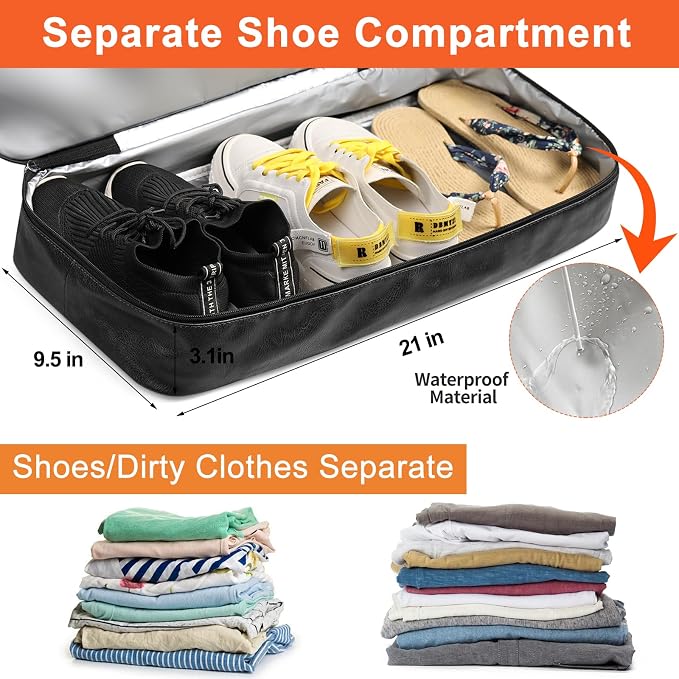 Weekender Bags for Women, 21" Travel Duffle Bag with Shoe Compartment | 3PCS Carry On Overnight Large Duffel Bag with Crossbody Bag and Toiletry Bag for Weekend Travel Gym Hospital Business Trip - Image 3