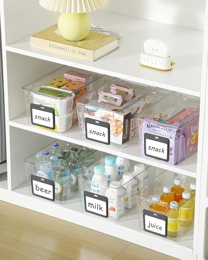 iCASA 6-Pack Clear Fridge Organizers and Storage Bins Container with Labels | Plastic Refrigerator Organizer Bin for Organizing, Home Organization Must Haves for Kitchen Under Sink Cabinet Pantry Shelf - Image 6