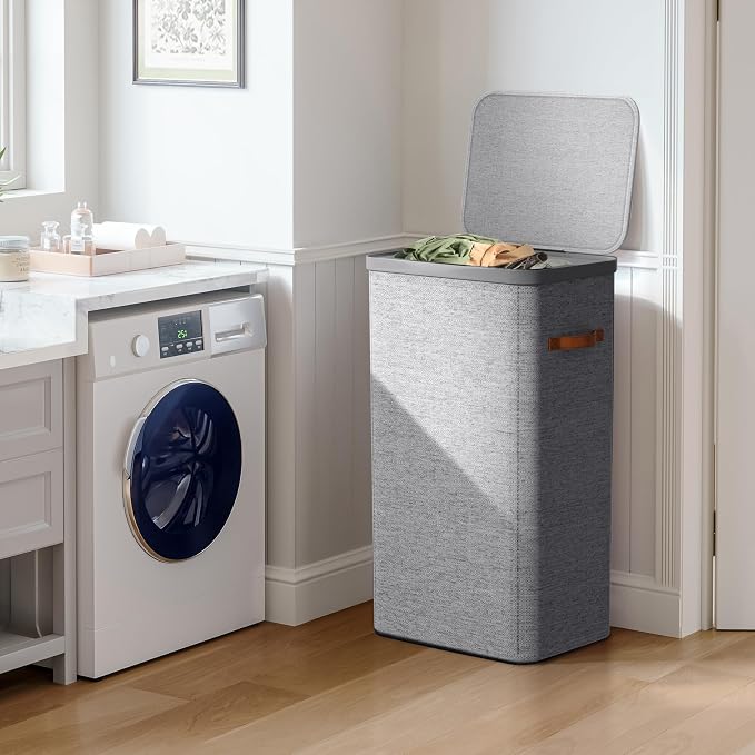 Sorbus Laundry Hamper with Lid - Collapsible Fabric Laundry Basket with Handles and Removable Laundry Bag – 26.5 Gallon (100 L) Dirty Clothes Hamper for Bedroom, bathroom and dorm (Gray) - Image 3