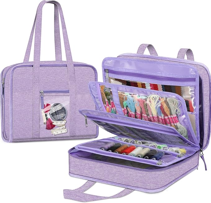 FINPAC Sewing and Craft Supplies Storage Tote Bag with Clear Pockets | Large Art Organizer Caddy Travel Packing Shoulder Bag for Knitting, Sewing Accessories by FINPAC